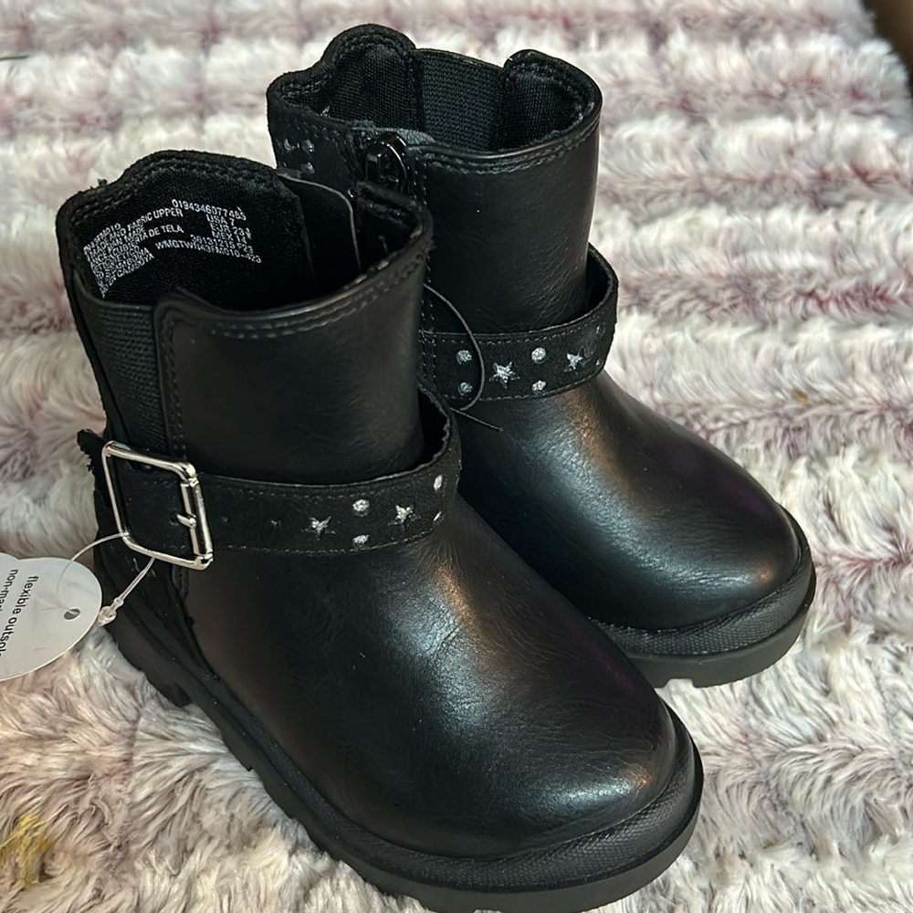 Wonder Nation Girl black zip down boots